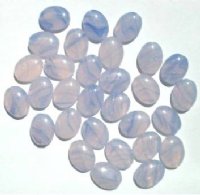 30 12x9mm Flat Oval Pink with Blue Marble